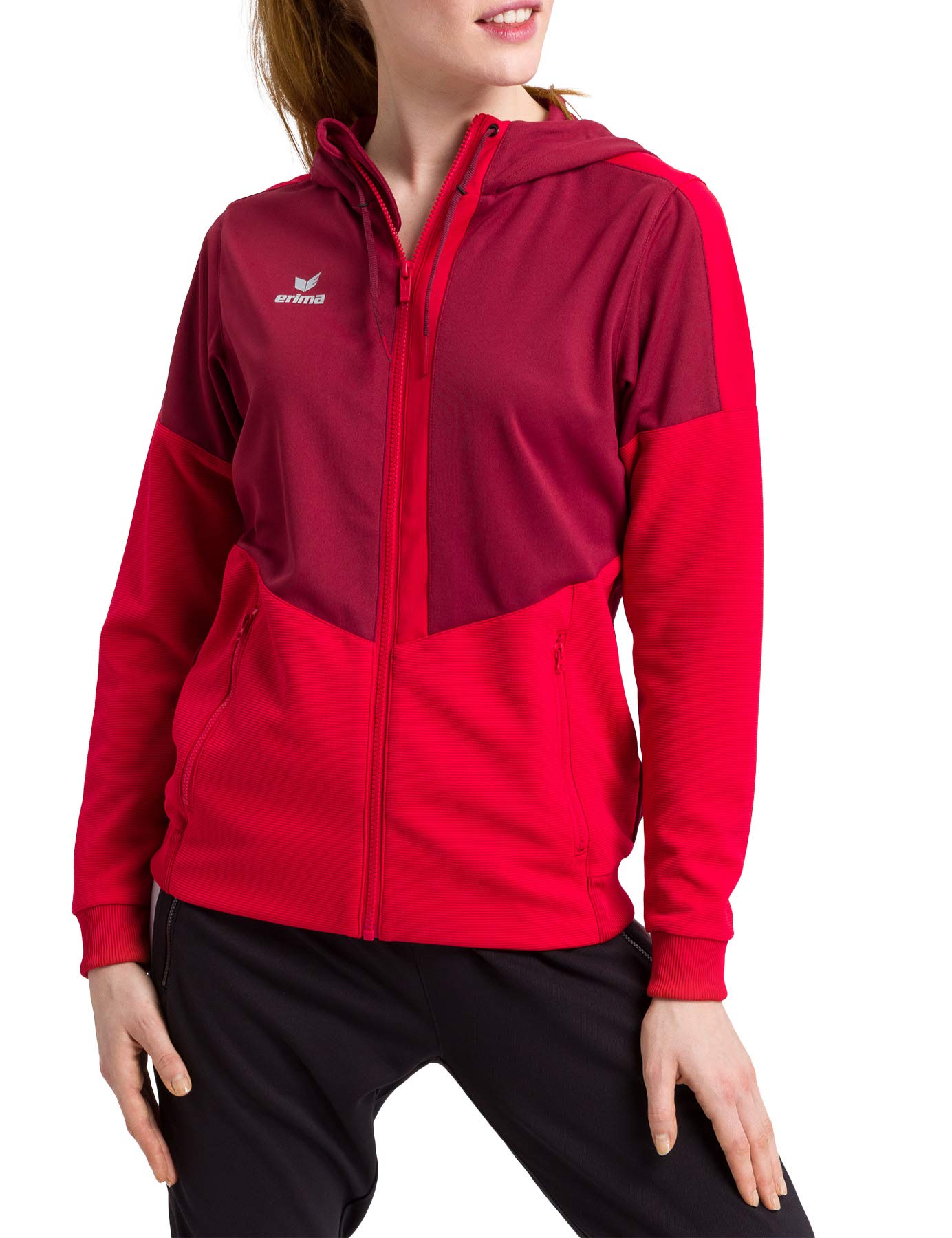 Erima Squad Training Jacket with Hood - Bordeaux/Red, 36