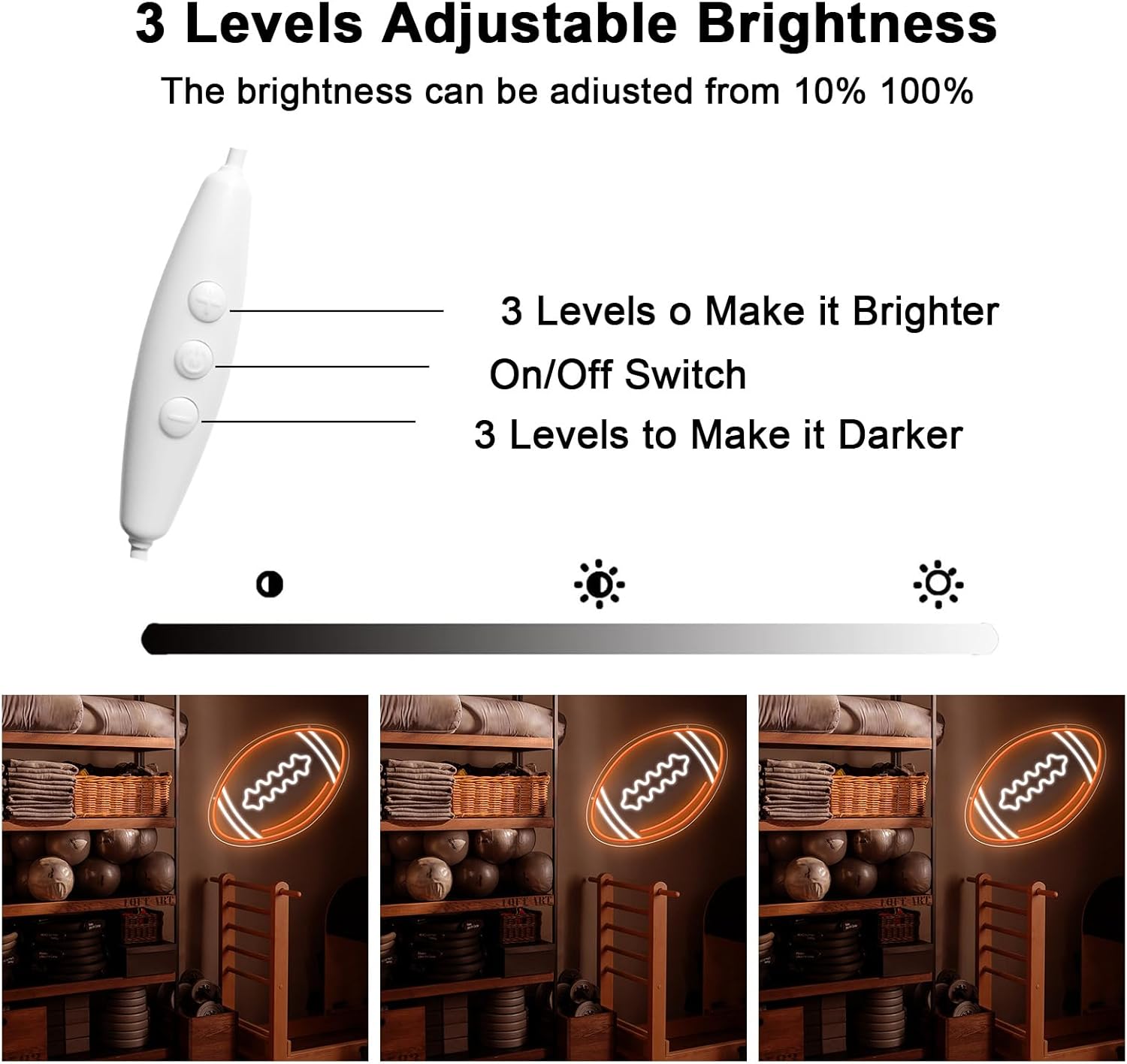 Football Neon Sign, Football Shaped Neon Light for Wall Decor, LED Football Signs for Bedrooms and Game Rooms Man Cave, Teens, Boys, Girls, Gift for Football Fans - Image 6