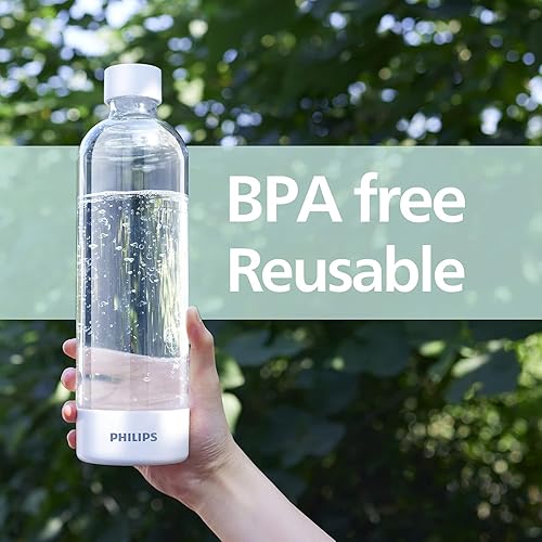 Miniatura 4 de PHILIPS Botellas de carbonatación, paquete doble de 1 litro, botellas de agua con gas PET, reutilizables, compatibles con máquina de agua con gas,