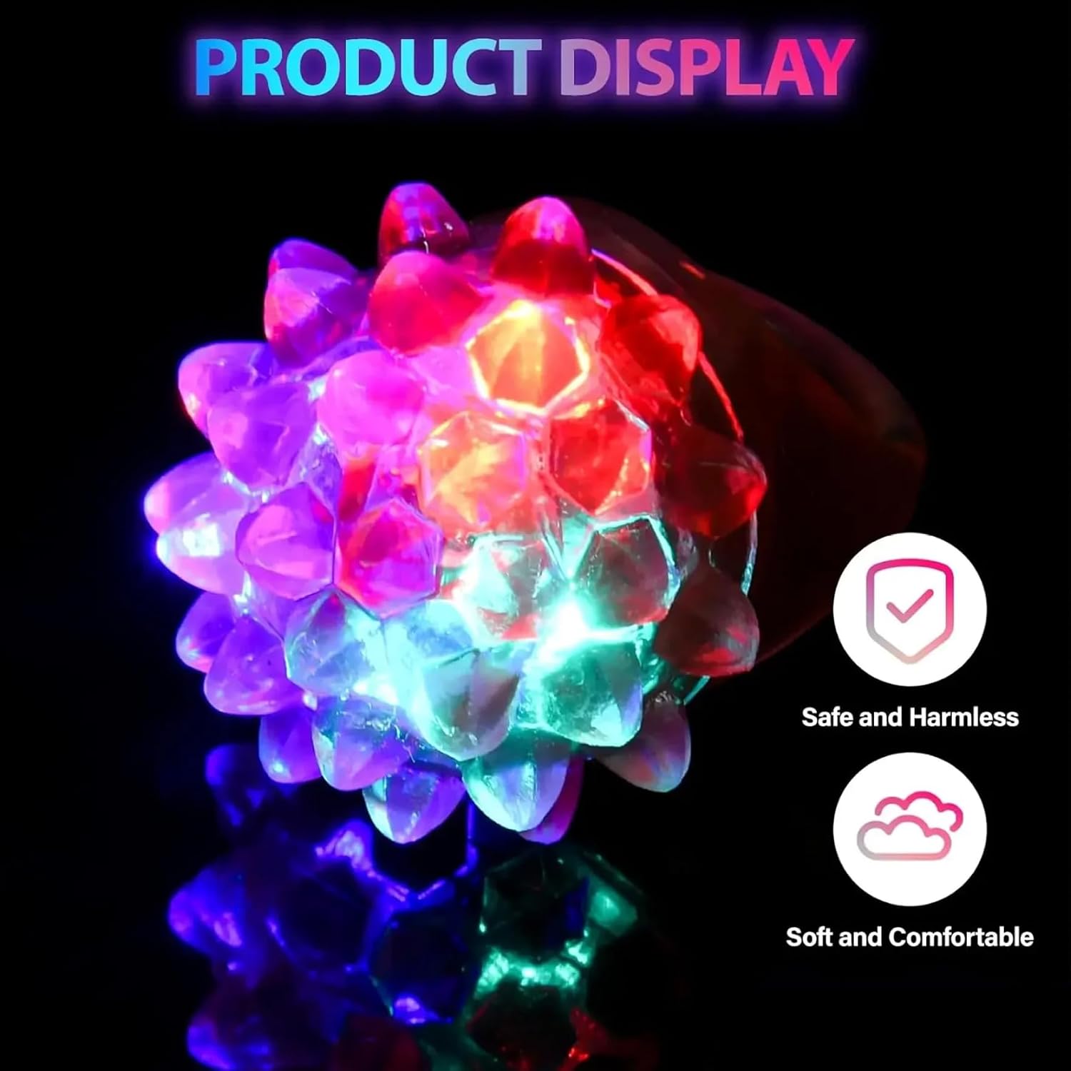 24Pcs Light Up Rings, Flash Ring Glow in The Dark Eye-Catching Finger Lights Novelty for Carnivals, Birthday Parties, Weddings, Random Color Mixing.. image 4