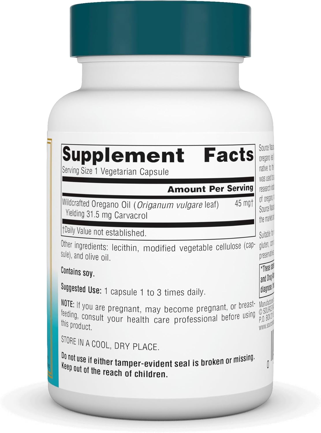 Source Naturals Wellness Oil of Oregano - Standardized to 70% Carvacrol - 60 Vegetarian Capsules - Image 2