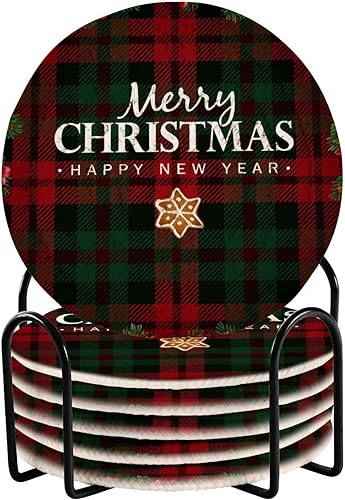Coasters with Holder Set of 6 Drink Coasters for Home Table Coasters Porta Vasos para Mesas Xmas New Year Gift
