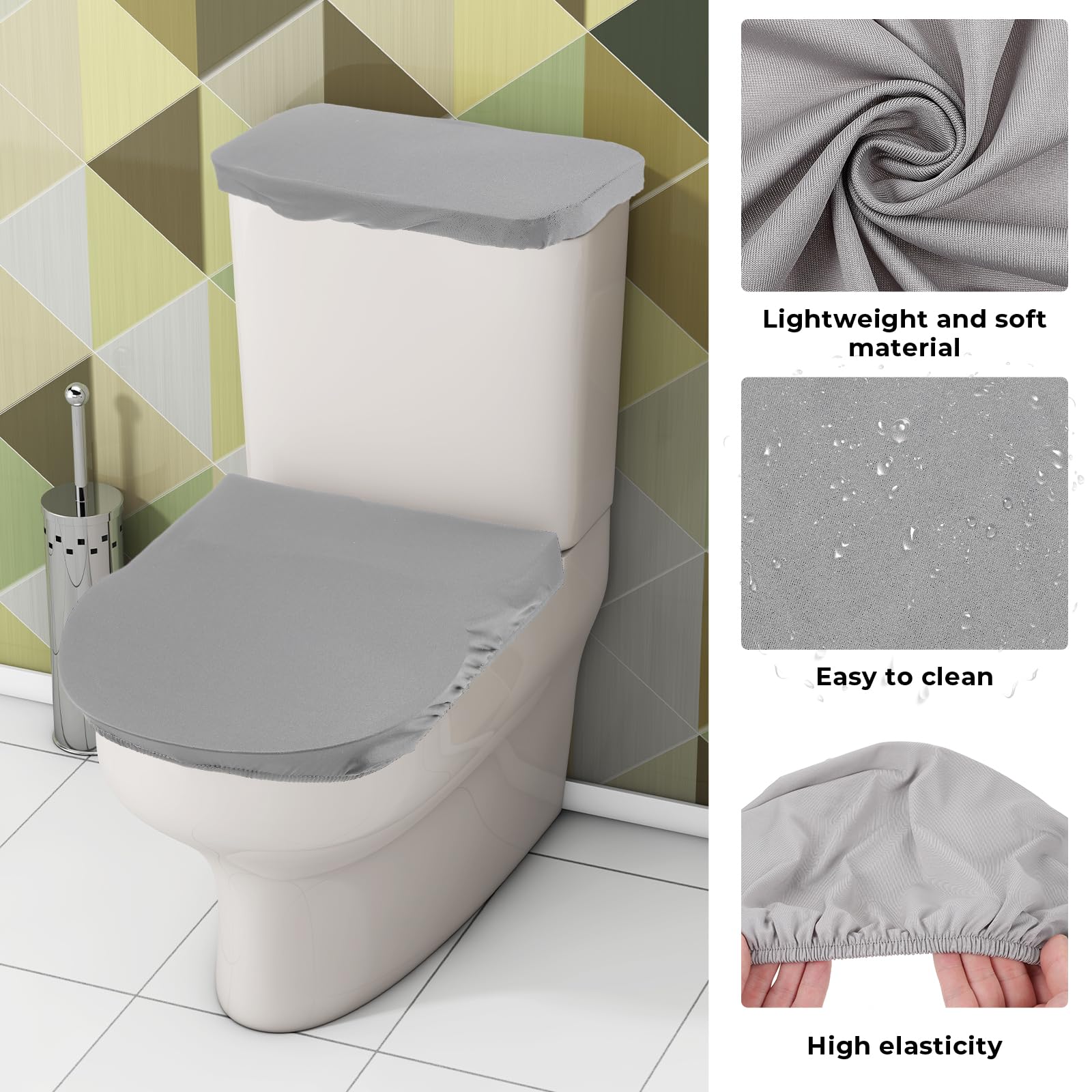 Grey Toilet Lid & Tank Covers - Protect & Decorate -3