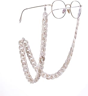 حزام نظارة شمسية عصري من الراتنج مضاد للانزلاق للنساء من يوفان، حبل تعليق للنظارات وعقد وعروض حفلات العطلات، أبيض كرين