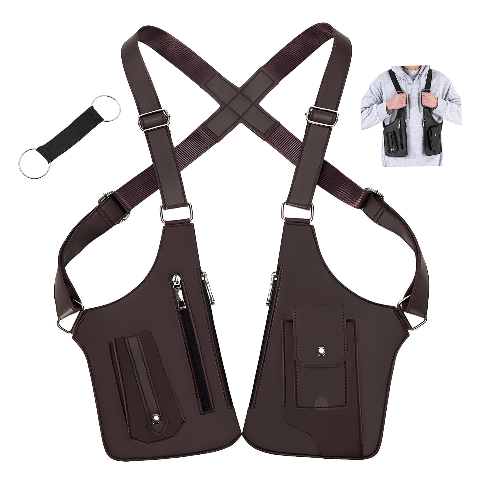 Sac à bandoulière pour homme, sac à bandoulière, imperméable, double poche à épaule, porte-monnaie pour téléphone portable, antivol, pour homme et femme