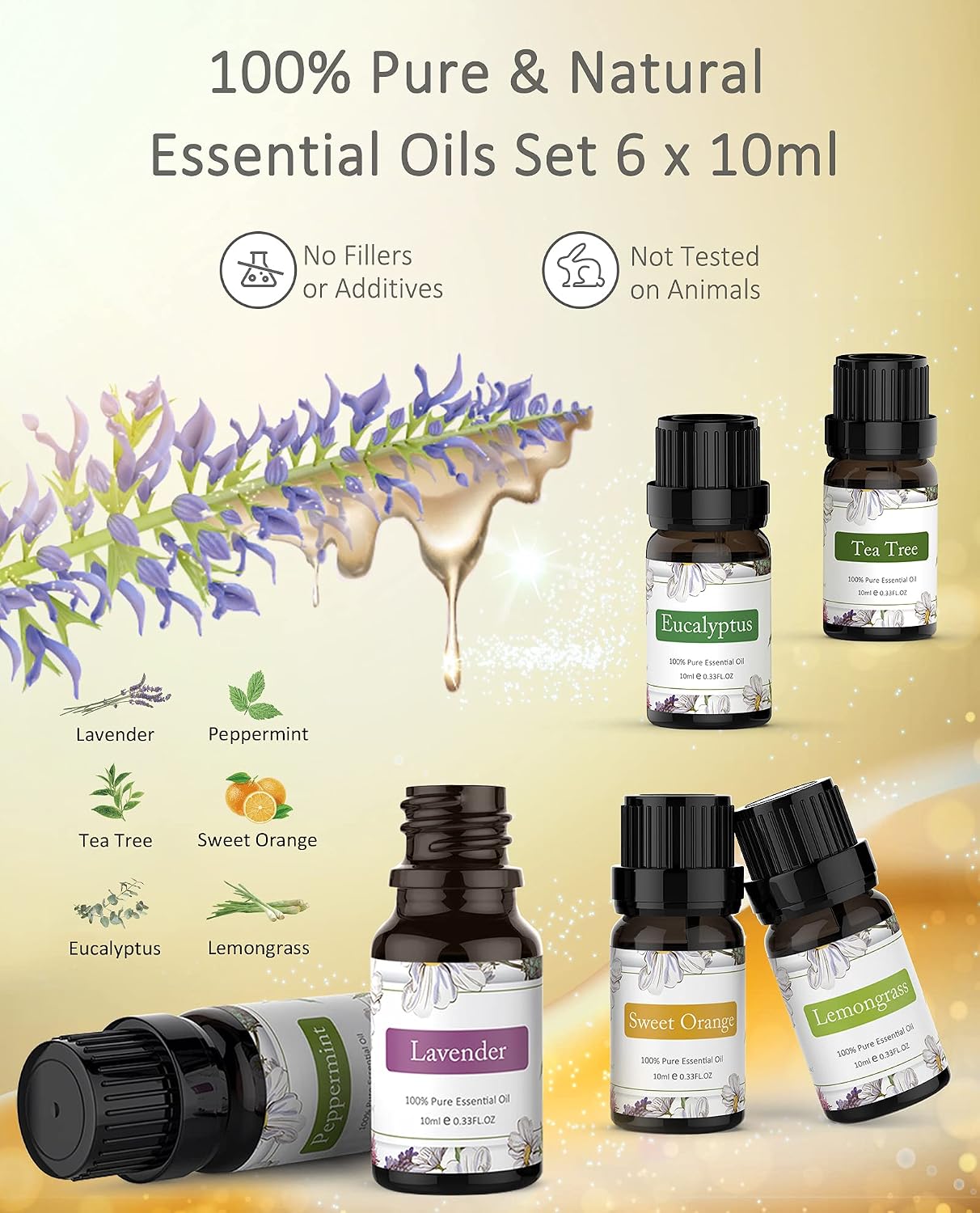 ASAKUKI Essential Oil Diffuser with Essential Oils Set, 400ML Remote Control Diffuser with Top 6 Natural Essential Oils, 14 LED Colors and Auto Shut-Off