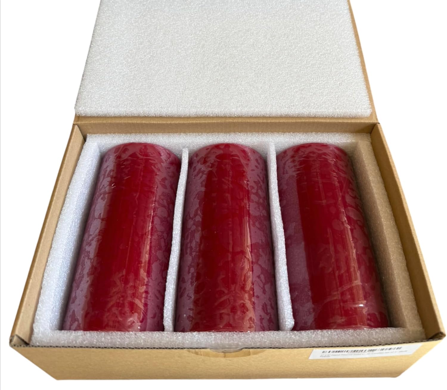 Mister Candle Unscented Red Pillar Candles Set of 3 – Dripless Smokeless 3x6 Inch Candles, Hand Poured Premium Wax, 80 Hour Burn, Solid Color Non-Scented Candles for Home Decor, Christmas & Weddings - Image 6