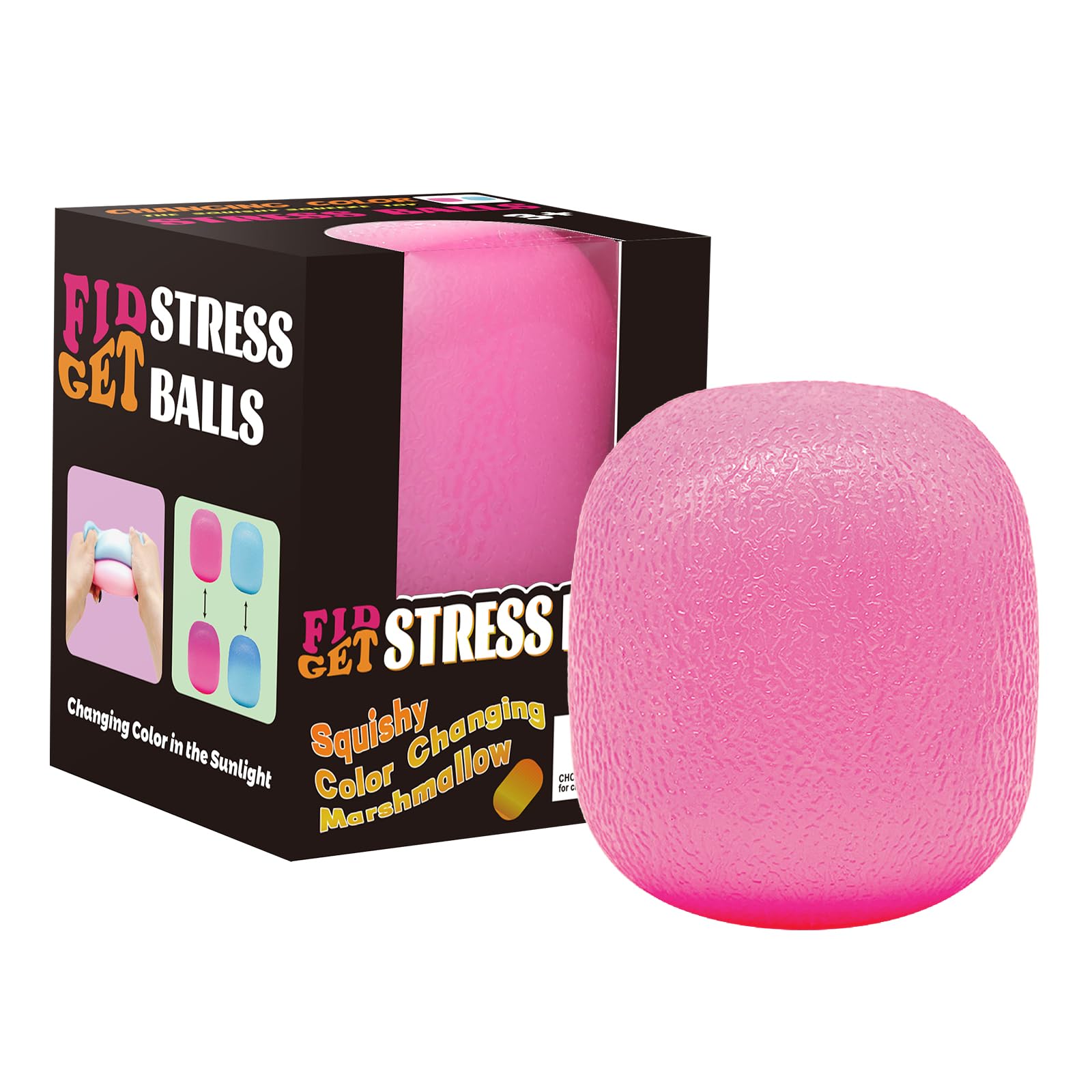 Fidget Toys Stressbälle für Kinder & Erwachsene - Sonnenlicht-farbenänderndes Eiswürfel-Squishy, Langsame Rückkehr-Knetball, Anti Stress Spielzeug, Light Change Stress Ball (Pink)