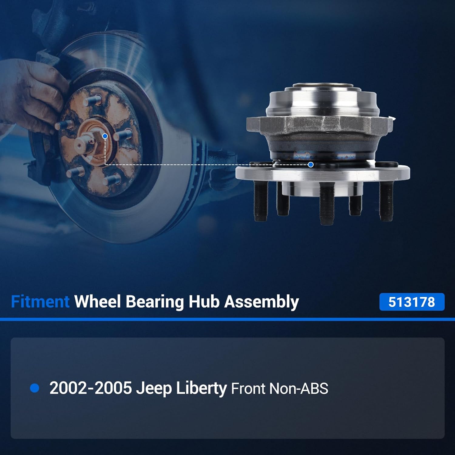 Autoround Pair 513178 Front Wheel Hub and Bearing Assembly for Jeep Liberty 2002 2003 2004 2005 5 Lug Non-ABS