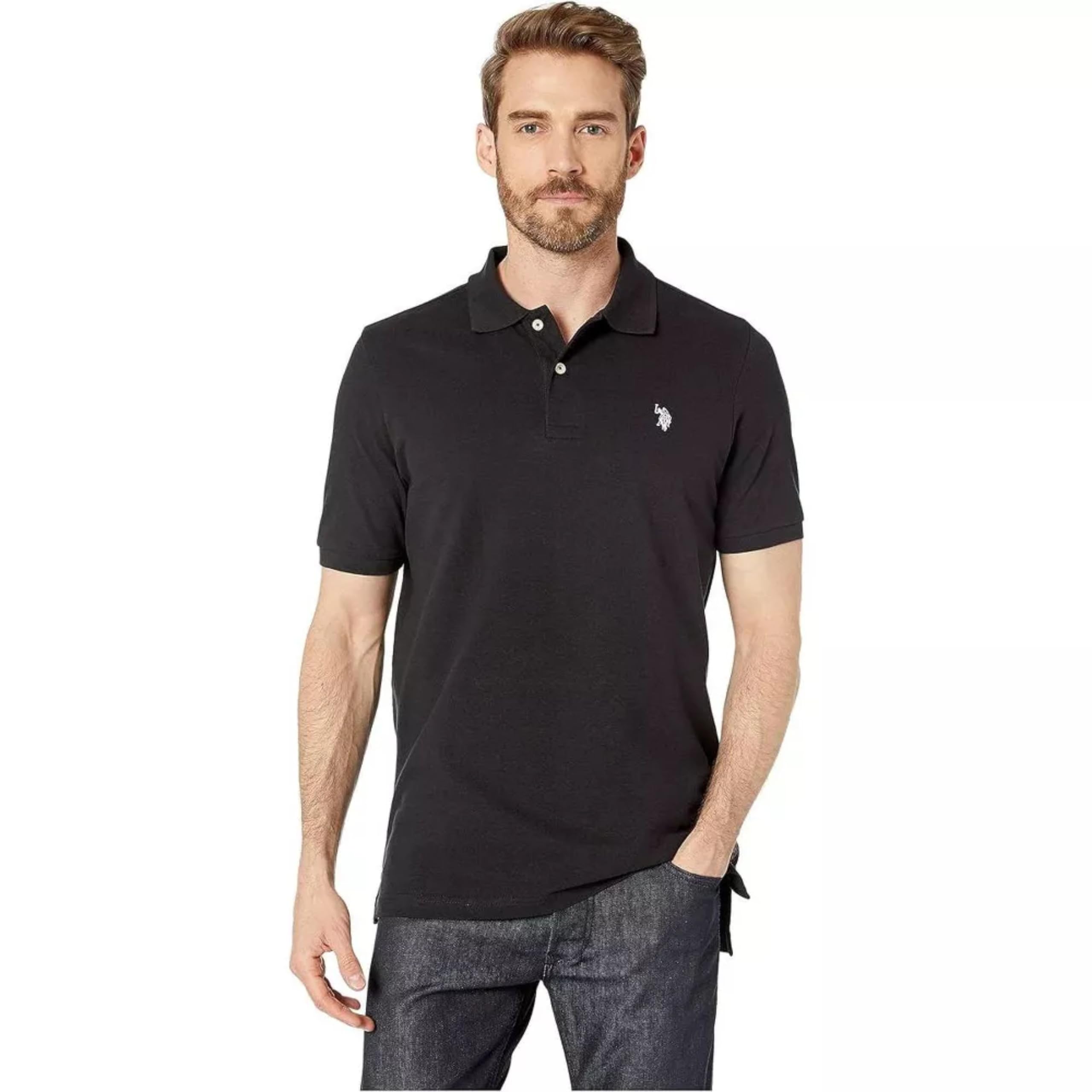 U.S. Polo Assn. Polo clásico para Hombre, Polo de piqué con Cierre de Dos Botones, Camisa de Golf de Moda de Verano
