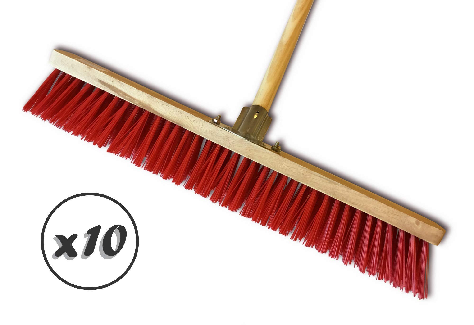 Rękawy mop warsztatowy typu lambrekin | Zestaw 10 sztuk, tor zewnętrzny, długość 60 cm, wypełnienie szczotki PVC, podeszwa drewniana, tuleja śrubowa Ø 28 mm, drewniany uchwyt 1,40 m | Kibros 2360BMx10