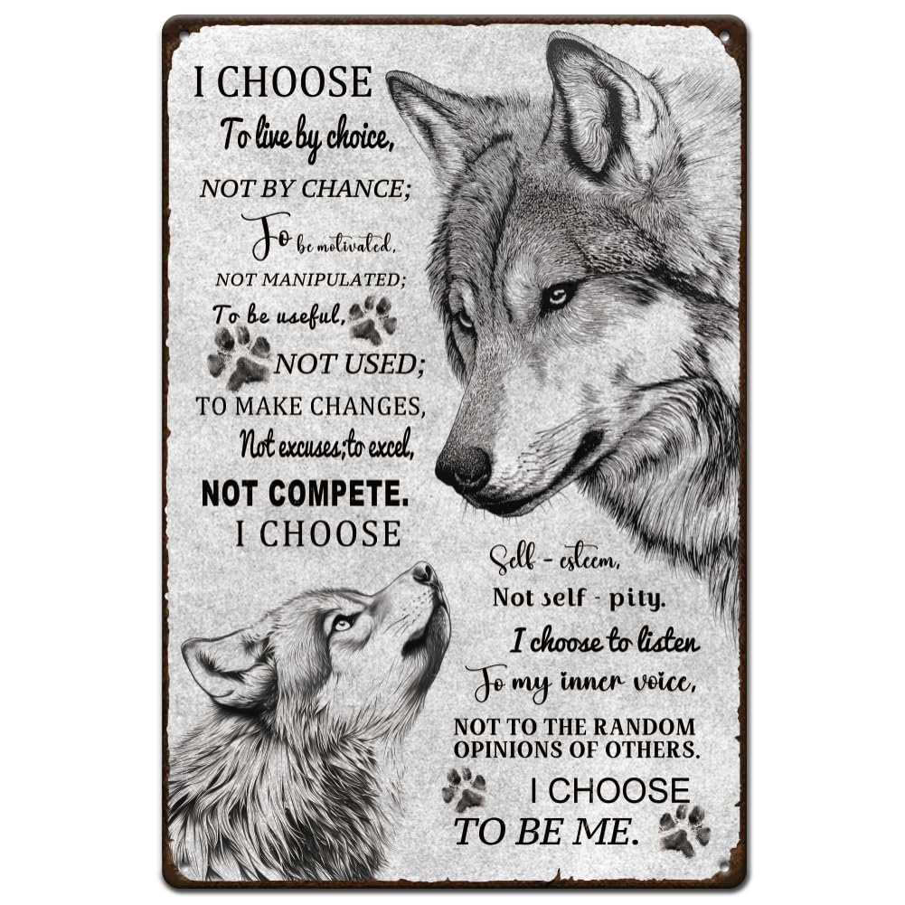 SUPERDANT Encouraging She-Wolf Metal Signs Inspirational Words Tin Sign Wolf Wall Plaque Funny Poster Art for Living Room Bar Office Classroom Home Vintage Decor Man Cave Gift