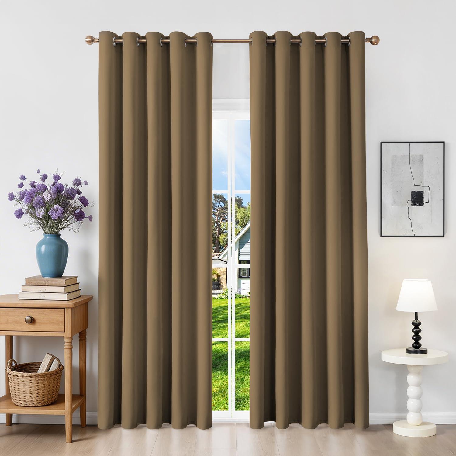 Runyéla Verdunklungsvorhänge mit Ösen Gardinen 2er Set, Vorhänge Blickdicht Thermovorhang Hitzeschutz, Ösenvorhang Thermogardine für Schlafzimmer Wohnzimmer Blackout Curtain
