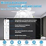 BuzzoXerex Ceiling Fan with Light and Remote Control, 40 W, Dimmable LED Ceiling Fan with E27 Socket, Chandelier, Ceiling Fan for Bedroom, Living Room, 6 Blades, 3 Speeds - 6