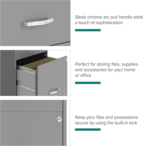 Vista 37 de Space Solutions Archivador móvil de metal de 3 cajones con cerradura, tamaño carta, blanco, totalmente montado
