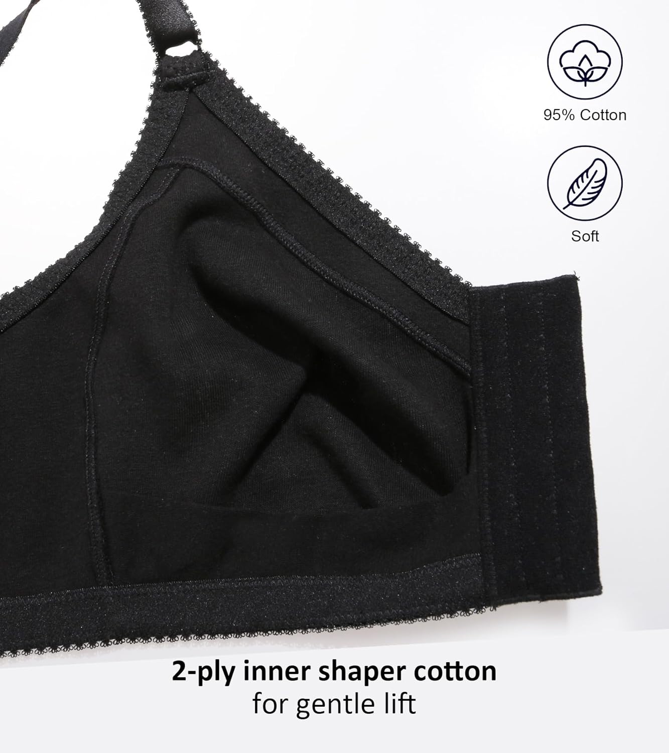 DotVol Women's Front Closure Cotton Wireless Unlined Comfort Everyday Bra - Image 6