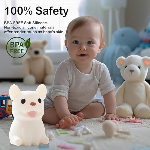 Miniatura 2 de Ammonite Regalo de perro para niños, luz nocturna para guardería, bonita lámpara de perro de silicona para niños, bulldog francés suave de silicona