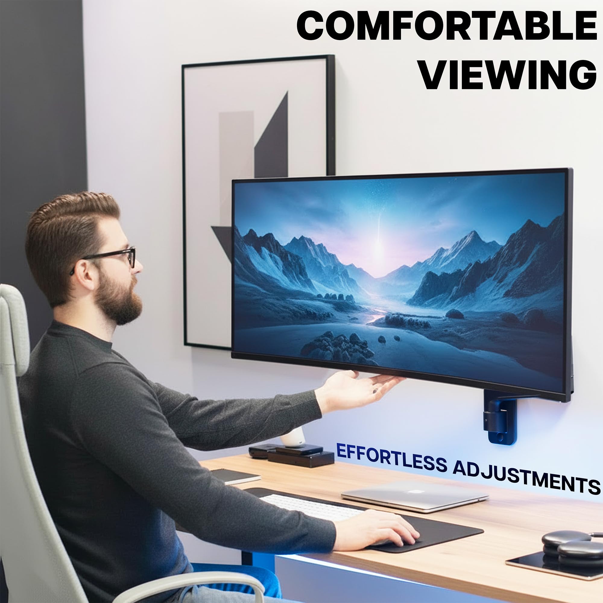 Soporte de Pared con Contrapeso para Monitor Ultrawide Vivo para Pantallas de hasta 49 Pulgadas, Soporta 44 lbs, Movimiento Completo, VESA Máx. 100x100, Negro, MOUNT-V101V