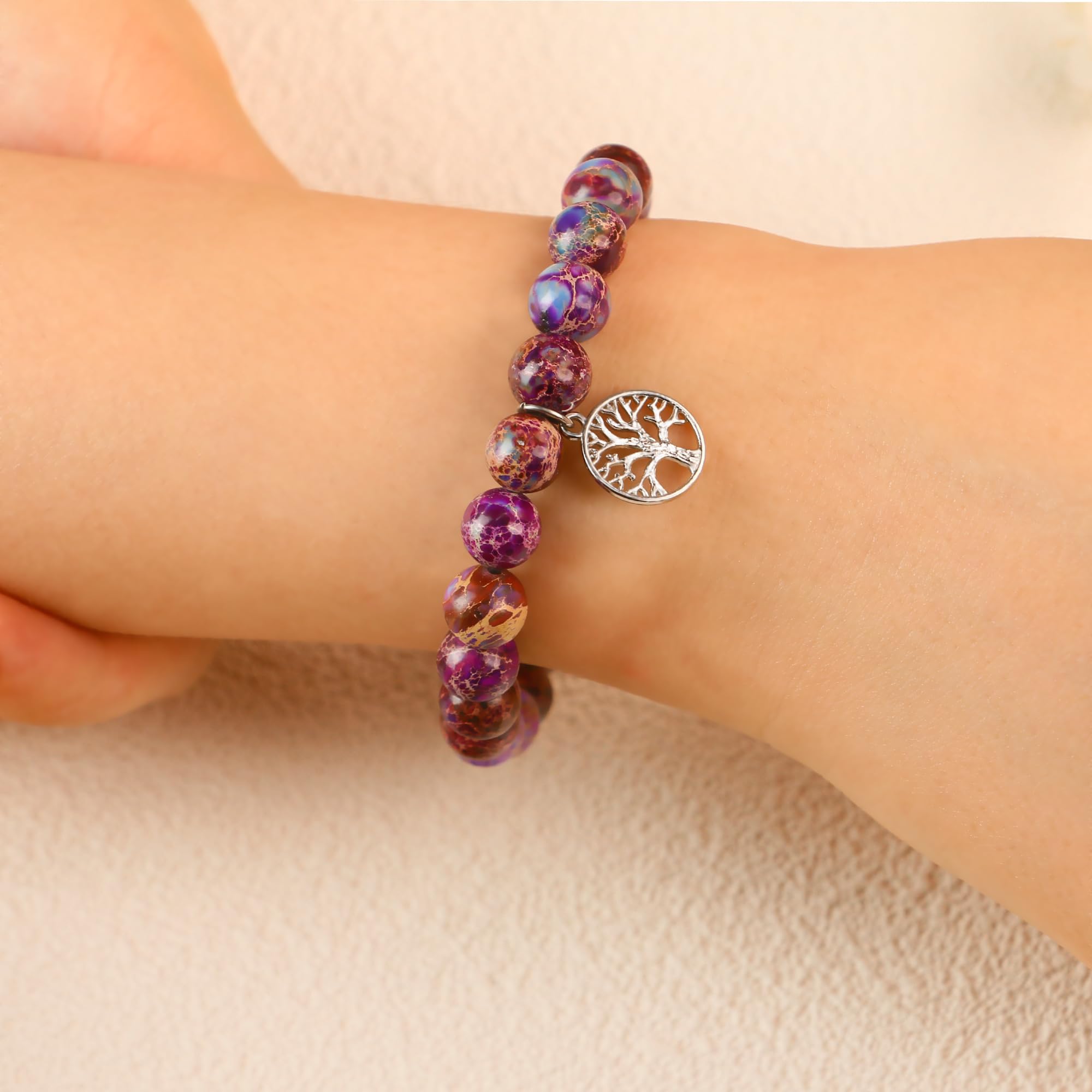 Sereney Birthday Gifts for Grandma Mom Bonus Mom, 60th 70th Birthday Gifts for Women as Grandmother Gifts, Bonus Mother Tree of Life Bracelet as Birthday Gift,Sister Bracelets for Women as Sister Gift