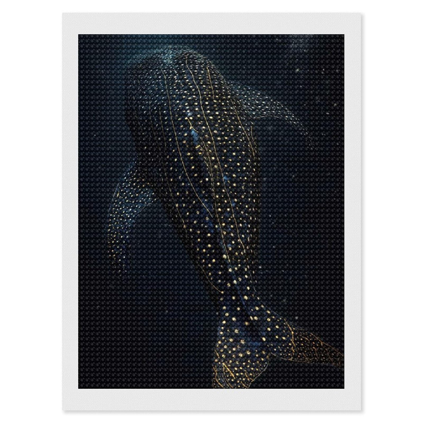 Junmoney Whale Shark Underwater(4) Crystal Diamond Art Kit 12"x16", Round Gems, Detailed Printed Canvas, Creative Gift Idea, Vintage Style Decor