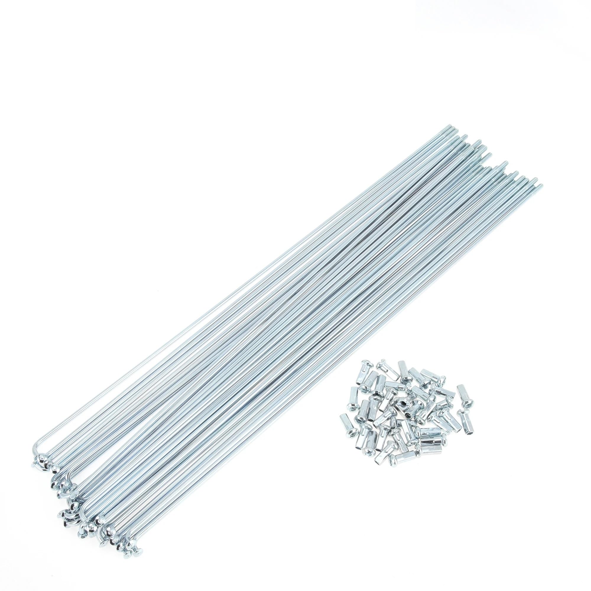 DMLAYHP 36pcs 12G J Bend Bicycle Steel Spokes 69mm 76mm 82mm 87mm 92mm 100mm 105mm-249mm with Nipples(36Pcs-76mm)