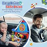 Dr.rapeti Jouet de siège d'auto double face, Jouet de siège d'auto orienté vers l'arrière, Ensemble d'activités de voyage, Conduite plus facile pour les nouveau-nés, Arche d'activités ajustable avec miroir pour bébé, anneau de dentition, hochets