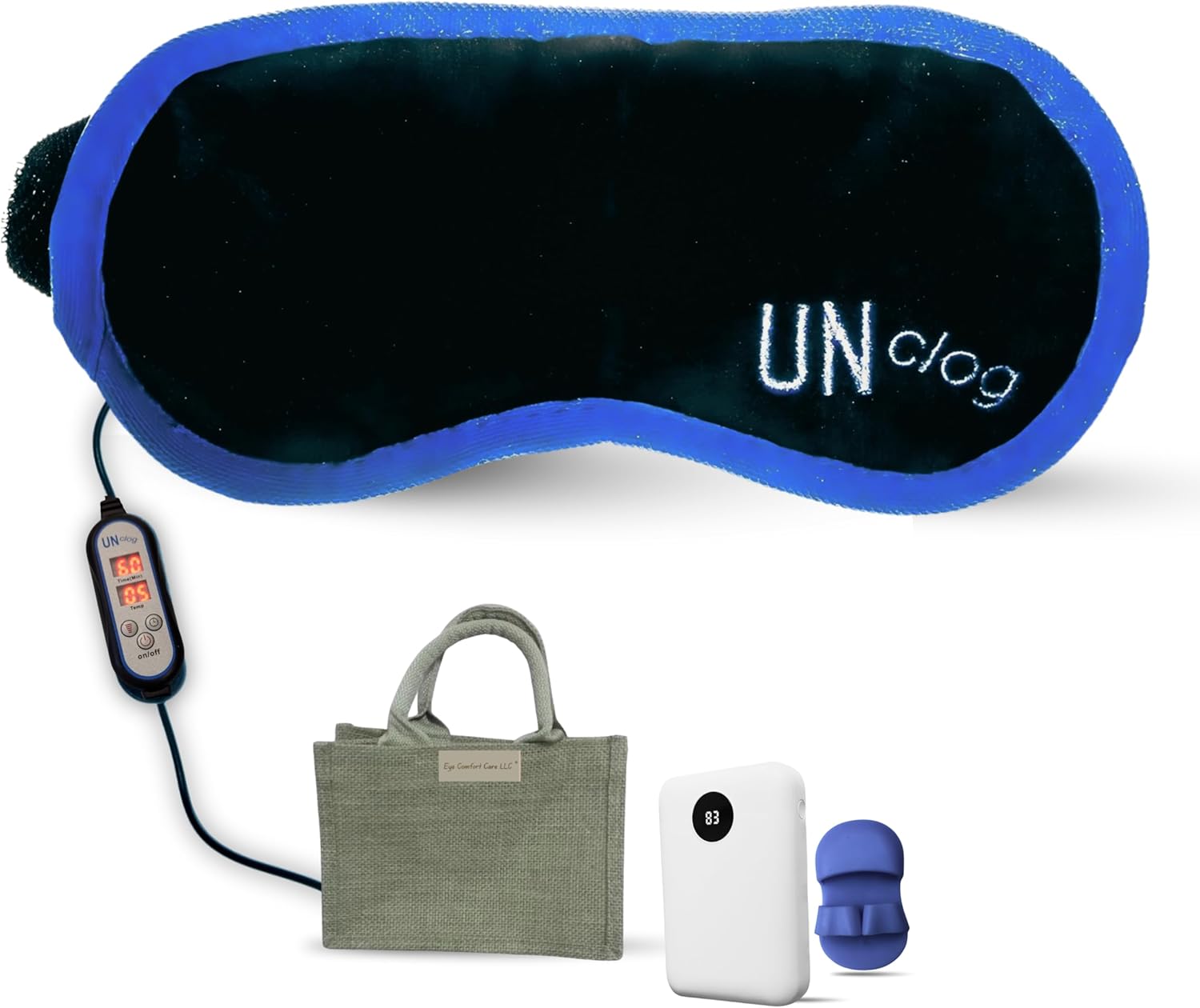 UNCLOG Heated Eye Mask for Dry Eye Comfort- Gentle Controlled Warm Therapy - Reusable USB Plug-in Warm Compress- Eyelid Hygiene Brush Includd