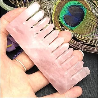 Peine de cristal de cuarzo rosa amatista Natural, peine de dientes anchos, peines, colección de regalos de piedras preciosas, decoración (Color : B)