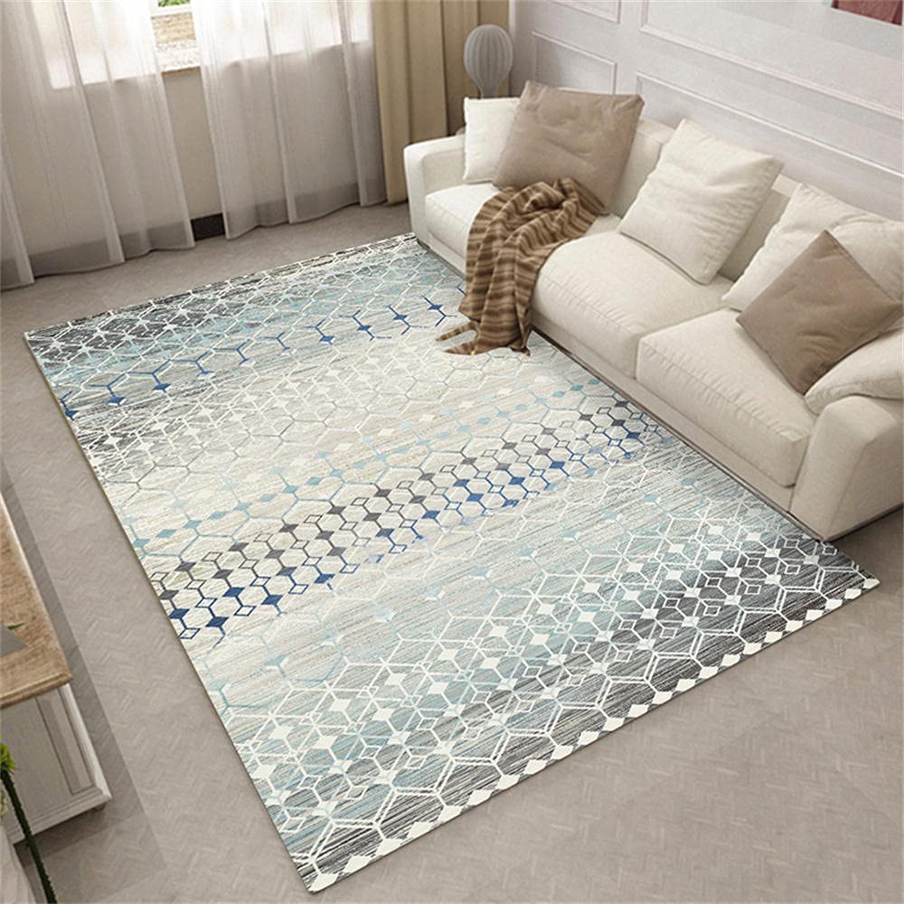 Tapis ado garçon anti-froid bleu gris gradient tapis carré confortable chambre enfant 60x90