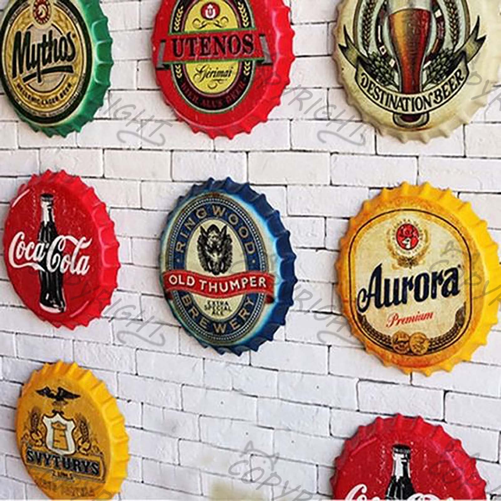 Insegna Metallica Vintage Tappi Di Bottiglia 35 Cm - Cartello In Latta Per Bar, Birreria, Cucina E Camera Da Letto - Decorazione Da Parete Personalizzabile