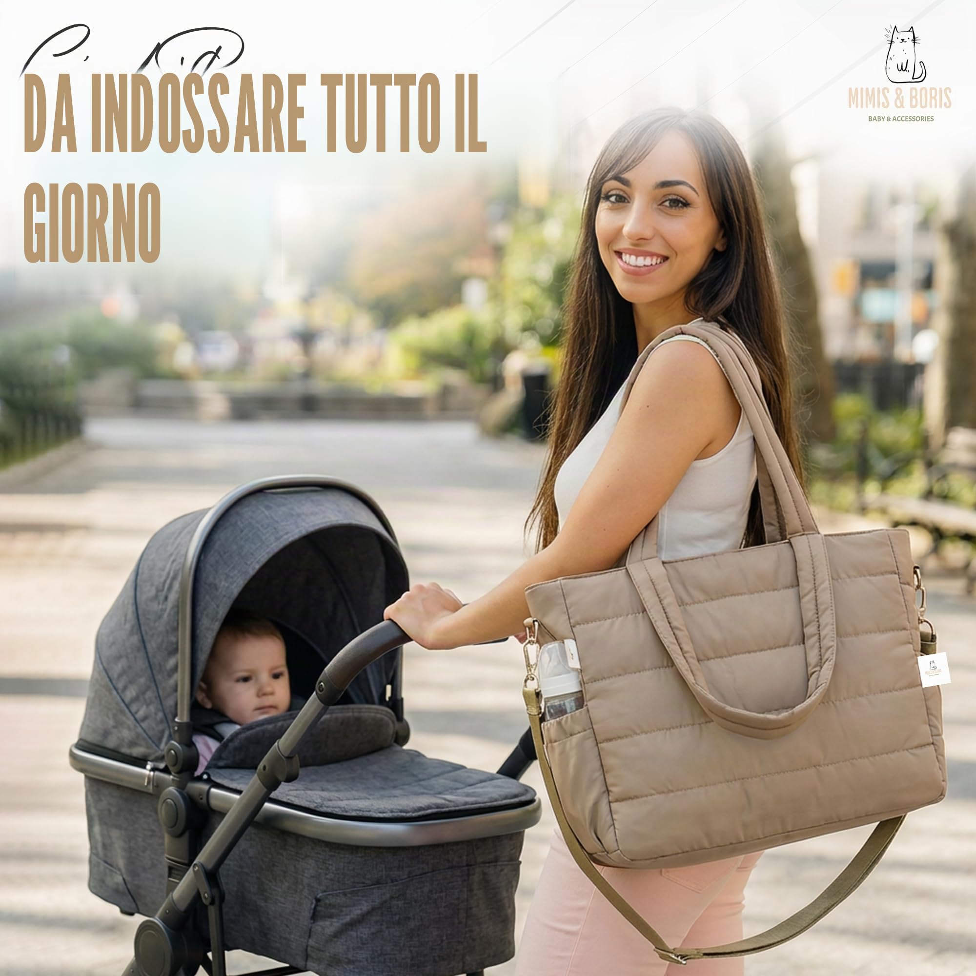 Mimis & Boris Borsa passeggino, impermeabile, con fasciatoio, set maternità | | Si aggancia al passeggino per portare le mani libere, tasca impermeabile per vestiti sporchi, regalo ideale per neonati