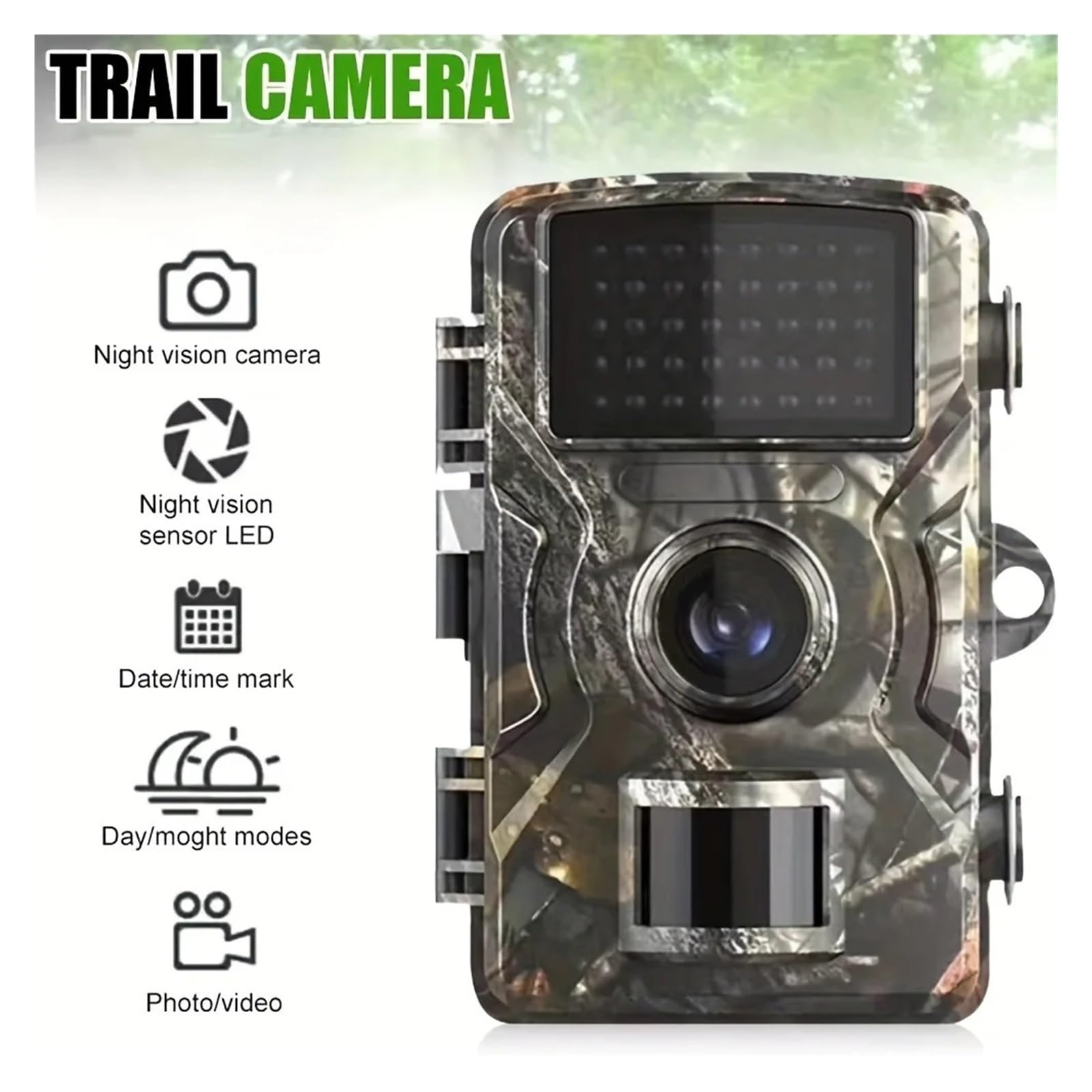 Kamera Obserwacji Dzikiej Przyrody Kamera Myśliwska Dziki Noktowizor Na Podczerwień Outdoor Motion Trail Game Cam Aktywowana Śledząca Fotopułapka Wild Surveillance(NO Card)