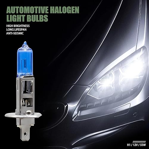 Miniatura 4 de QODOLSI 2 bombillas halógenas para automóvil, H1 12 V 55 W, súper brillante, resistente a altas temperaturas, a prueba de golpes, haz alto y bajo,