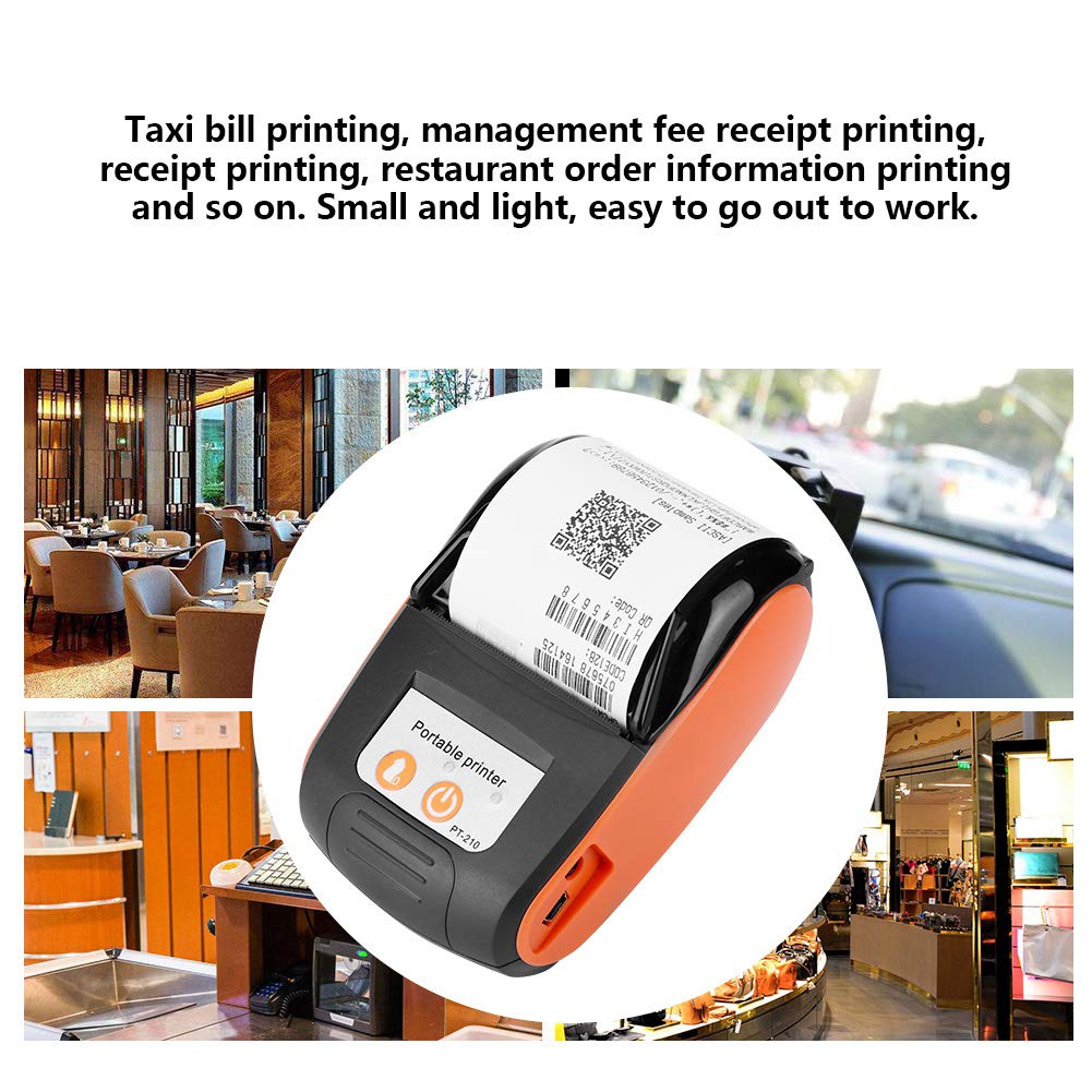 Socobeta Impresora de Tickets de Recibos Bluetooth 4.0 Impresora térmica inalámbrica USB con batería de Iones de Litio Recargable de 1500mAh 7.4V(Enchufe de la UE Naranja)