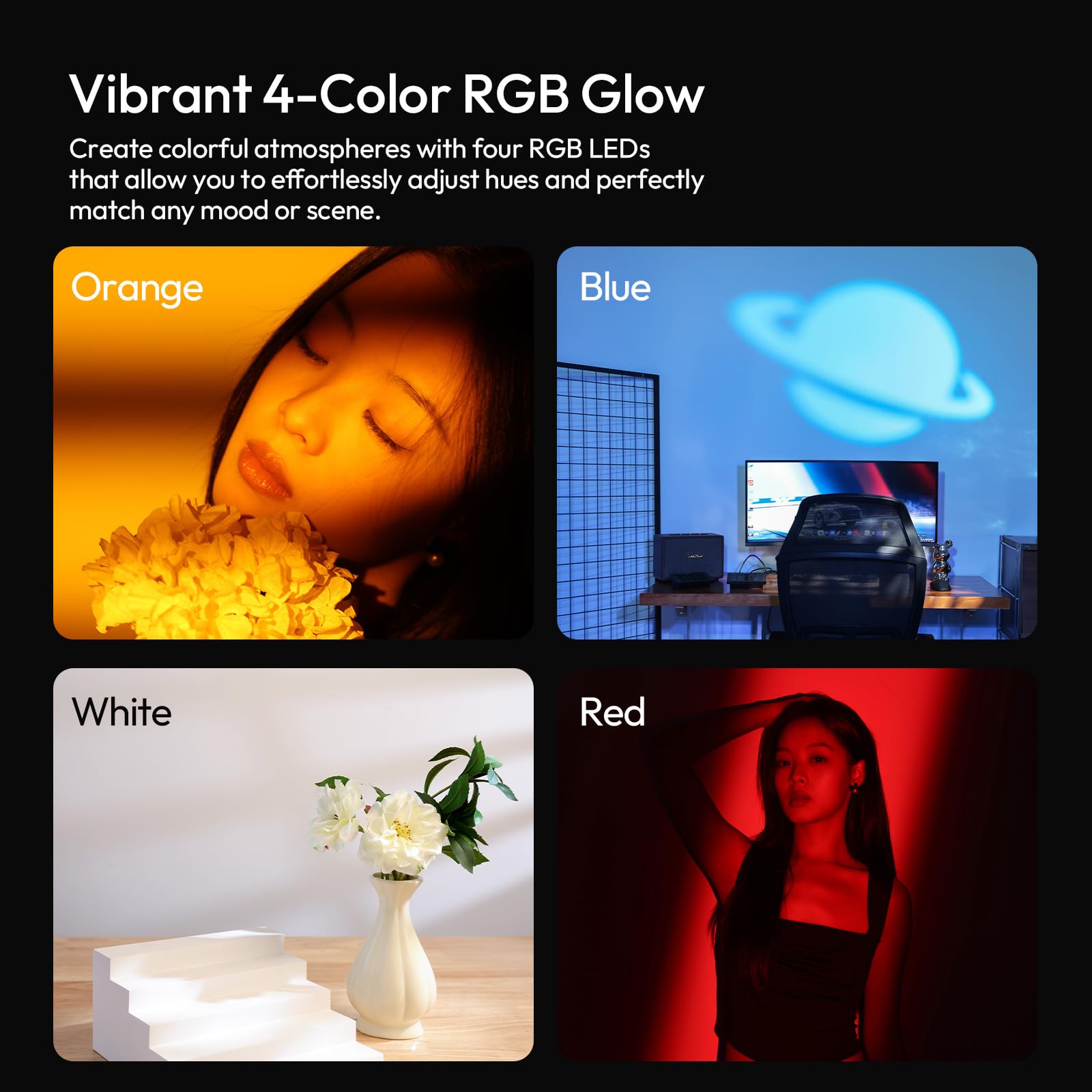 ULANZI LM01 - Torcia fotografica RGB, 7500 mAh, 4 colori, portatile, con 20 filtri di luce, luce di riempimento zoomabile portatile per registrazione video, foto, tramonto, creazione di contenuti