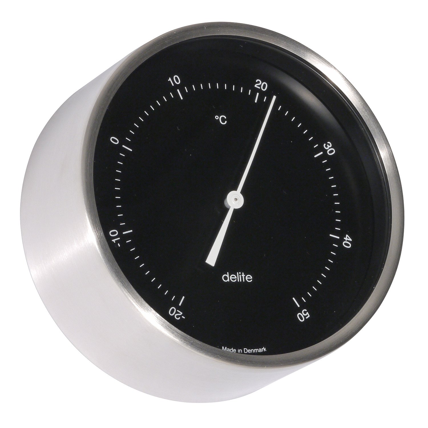 Clausen Thermometer, Gehäuse Edelstahl gebürstet, schwarzes Zifferblatt