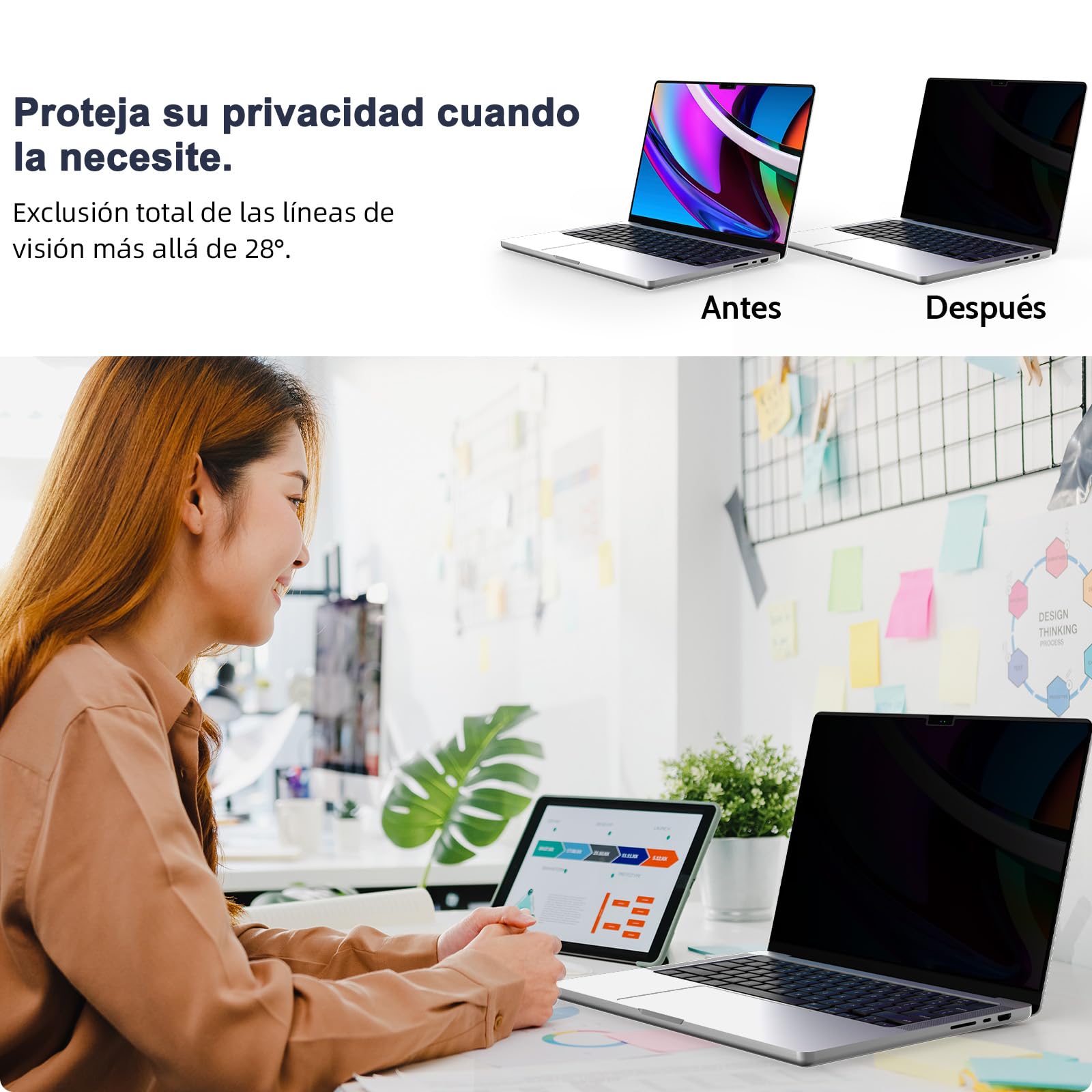 Filtro de Privacidad Magnético Compatible con MacBook Pro 14 Pulgadas (2021-2026, M1,M2,M3,M4,M5), Removible Anti Reflejo Luz Azul Mac Laptop Privacy Portátil Protector de Pantalla para Mac 14.2"