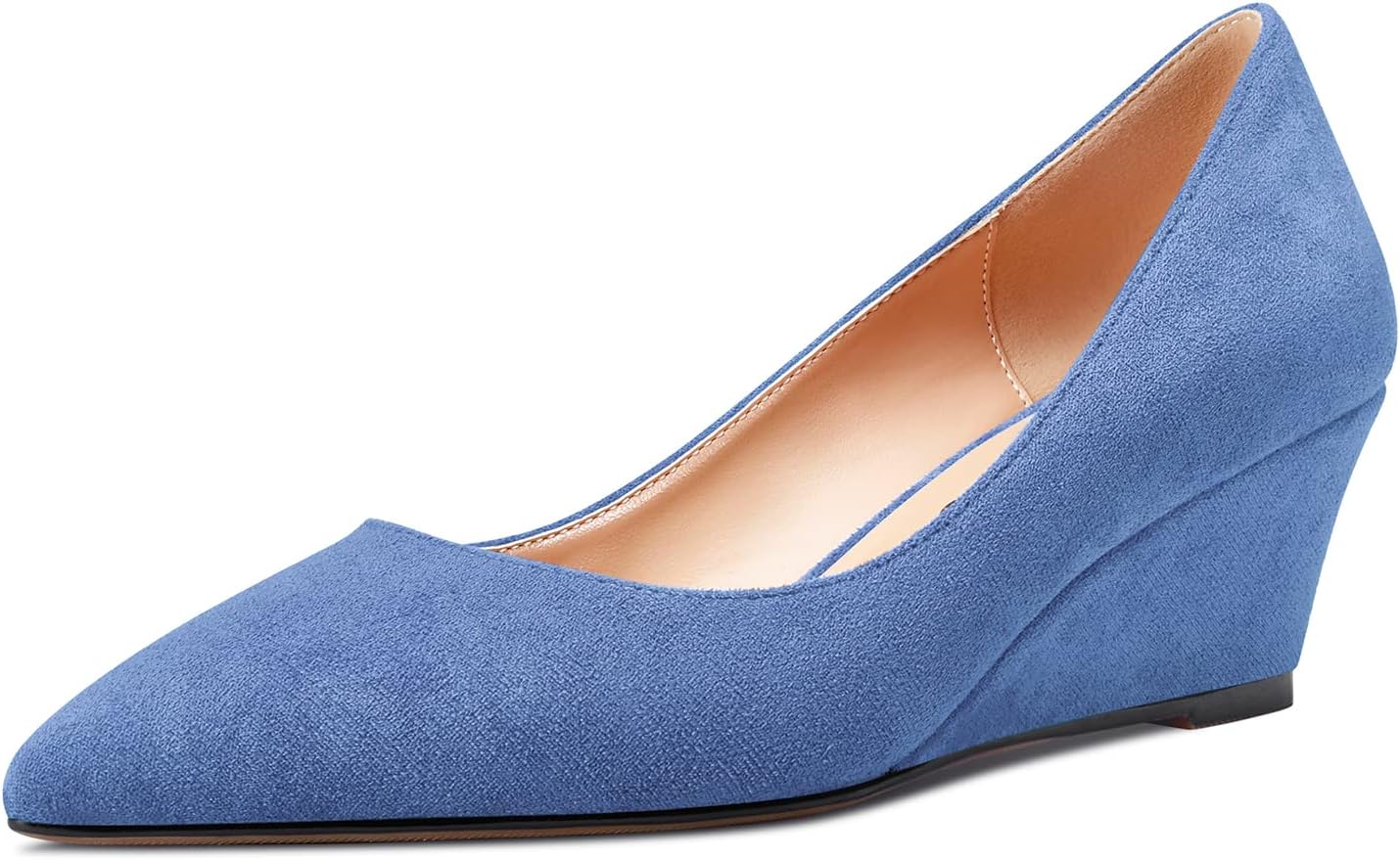 Aachcol Women Wedge Pumps Mid Heel Pointed Toe Slip-on Dress Shoes Wedding Party 2 Inch