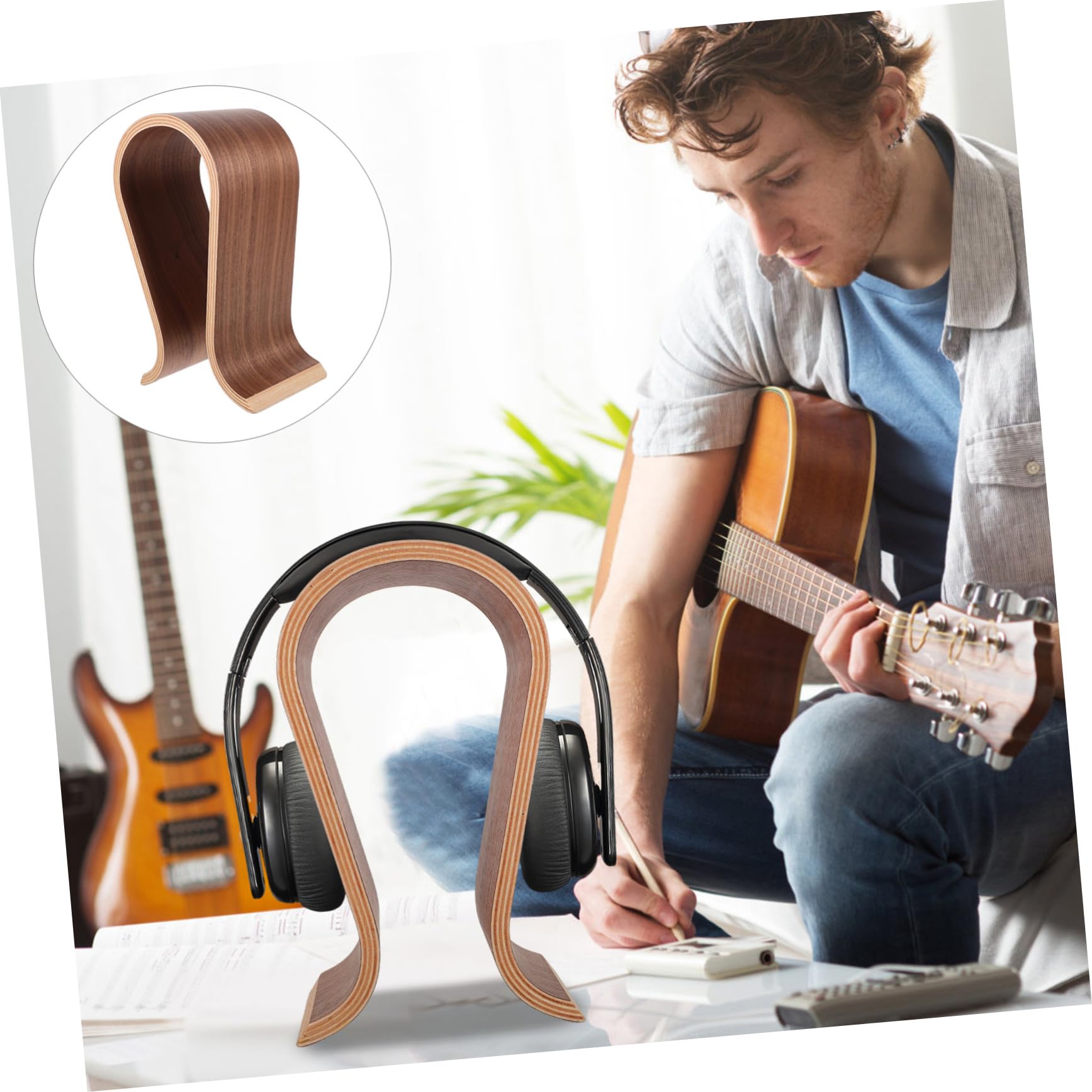 Gadpiparty Soporte para Auriculares Soporte para estantes Auriculares inalambricos para Casco Porta Casco Soporte Auriculares Colgador de Auriculares Estante para Auriculares de Madera Percha