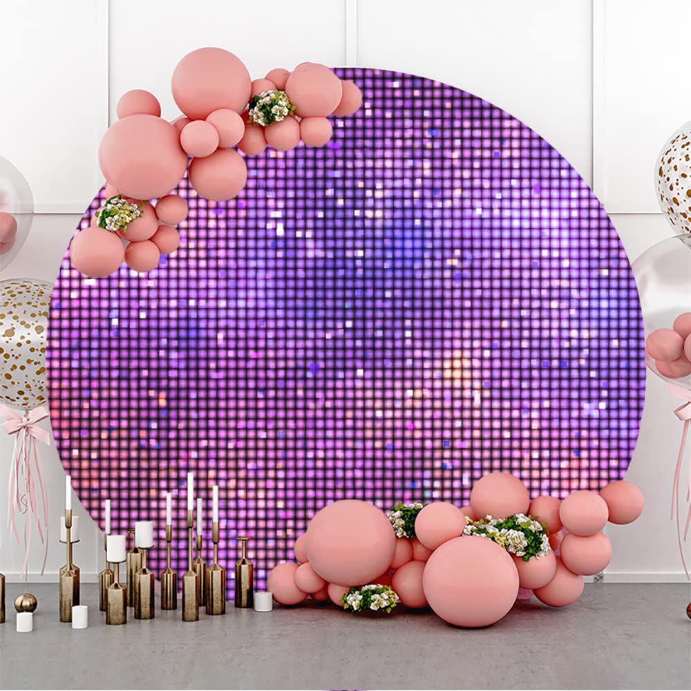 Aoihrraan 200cm Diametro Scintillio Viola Rotondo Fotografia Sfondo Brillante Paillettes Glitter Parete Fondale Baby Shower Compleanno Nozze Natale Festa Bambino Porträt Fotostudio Requisiten
