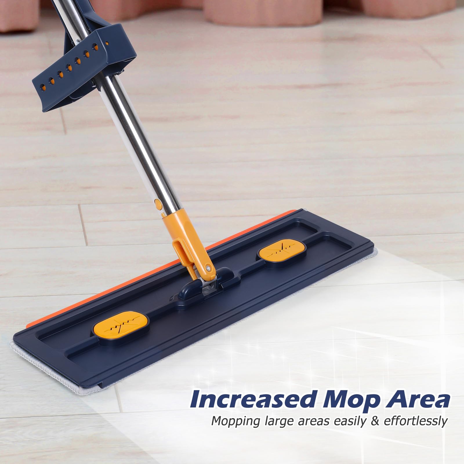 Ciieeo Fregona Plana Grande 6 Almohadillas de Microfibra Azul, Trapeador sin Lavado, Alta Absorción y Fácil Limpieza para Pisos, Adecuado Hogar y Limpiezas Rápidas