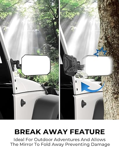 Miniatura 4 de JOYTUTUS Wrangler - Espejos para puertas o puertas de encendido compatibles con Wrangler TJ JK y Unlimited, espejos laterales Wrangler JK