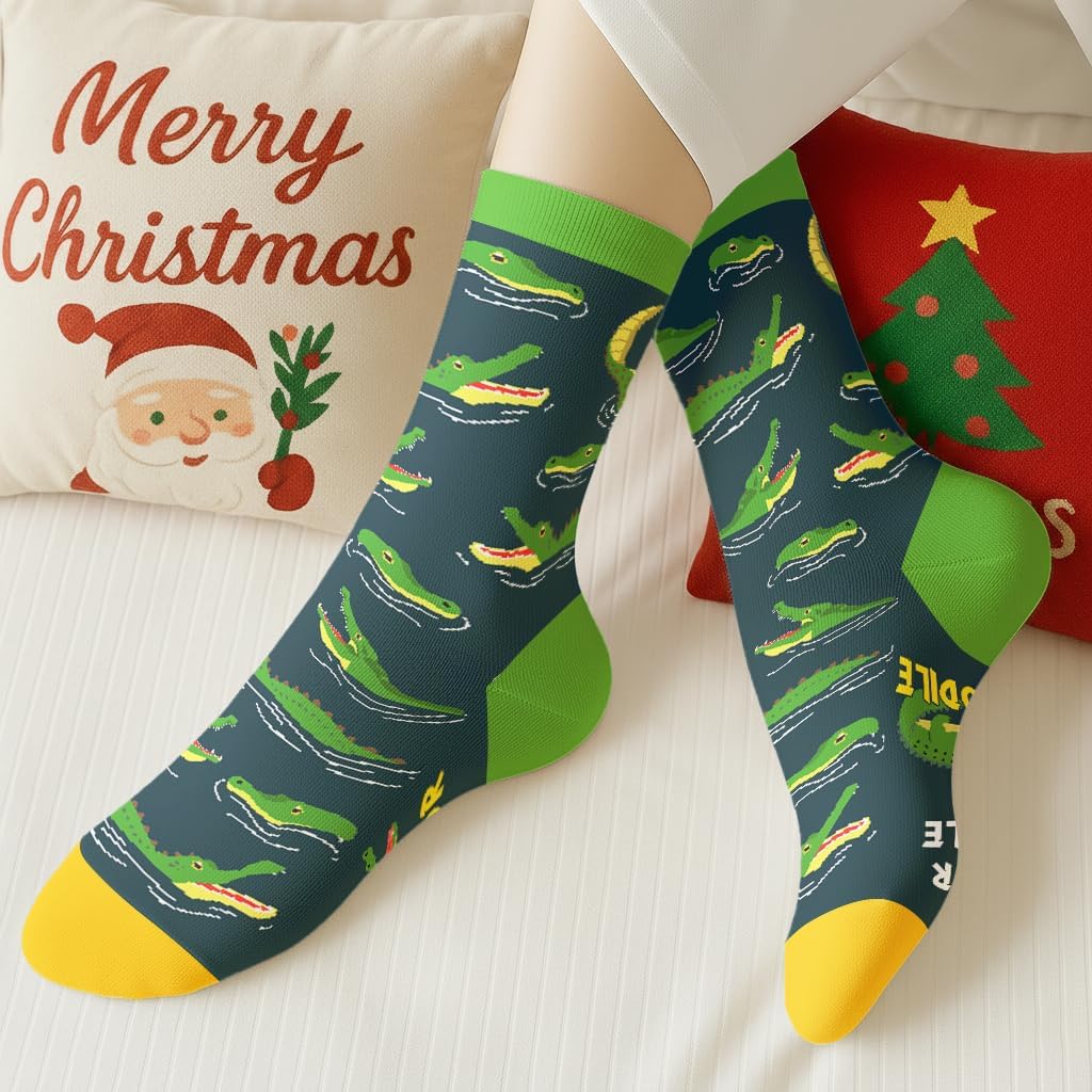 Sloth Capybara Llama Duck Flamingo Goat Frog Cow Penguin Bee Dinosaur Alligator Shark Horse, Animals Christmas Socks