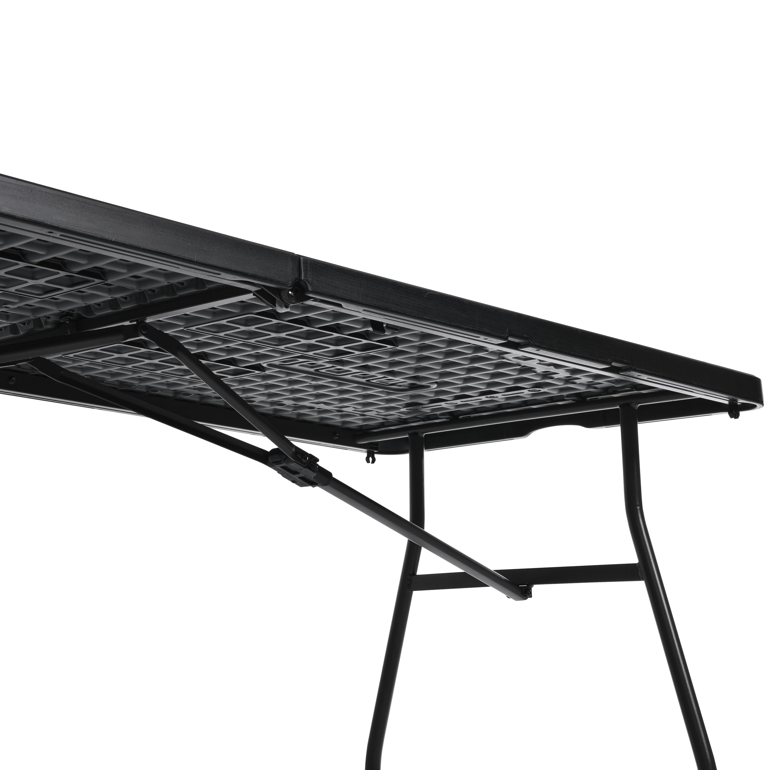 Amazon Basics Table pliante rectangulaire de 1,8 m avec poignée de transport, pour intérieur et extérieur, portable, légère, table de voyage, pique-nique, camping, noir, 182 x 75 x 73 cm