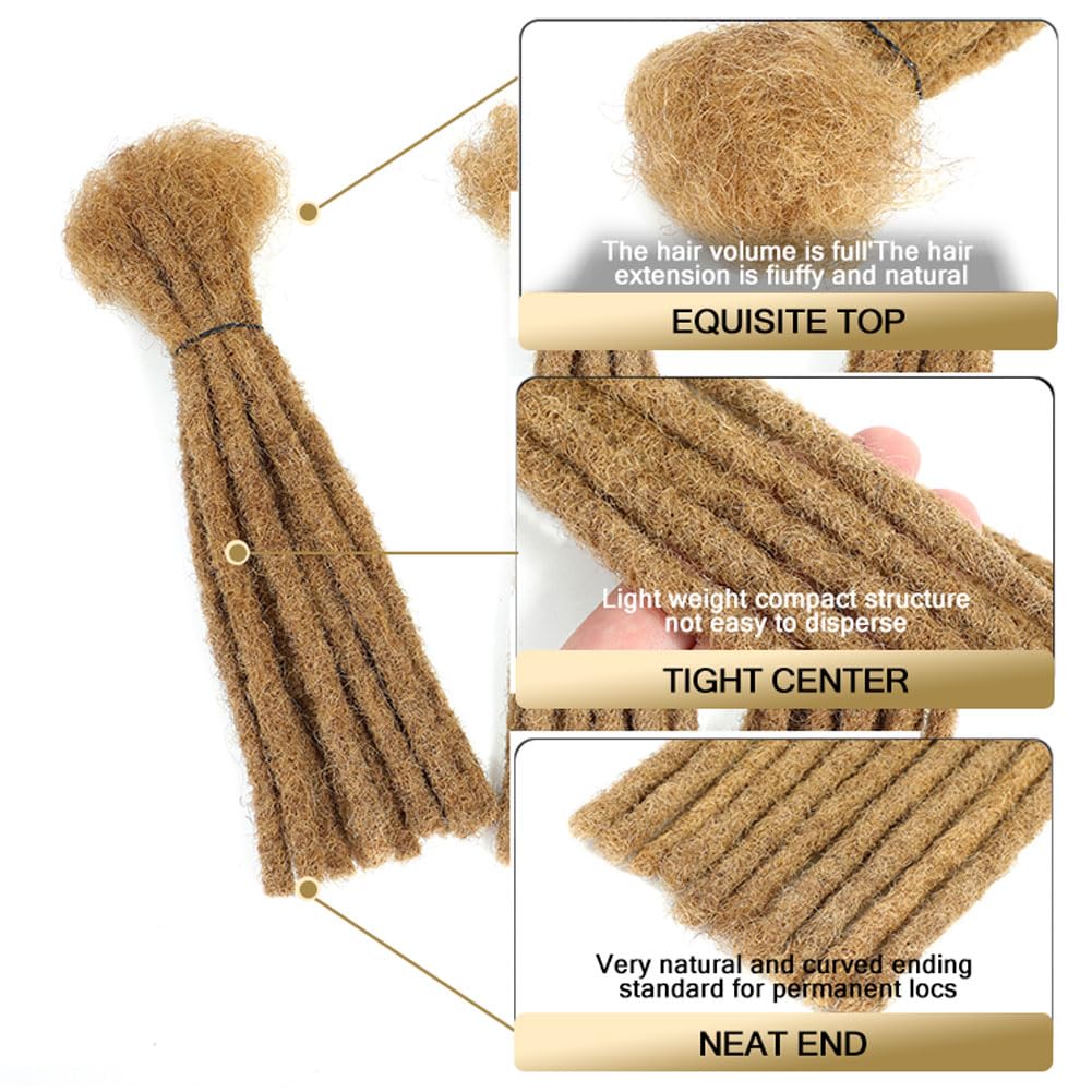 Loc Extensions Human Hair 0.8 cm Dreadlock Extensions Human Hair Dread Extensions Dread Lock Hair Extensions For Men Women 8 Inch 30 Strands 100% Real Human Hair Locs Handmade Permanent Locs
