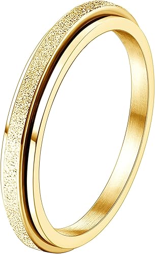 Diamday Anillos para ansiedad para mujeres y hombres Anillo giratorio de acero inoxidable de 0.075 pulgadas para aliviar la ansiedad, el estrés, la