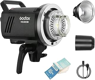 Godox MS300-V Compact Studio Flash, 300W GN58 5800K Speedlite, 2.4G Wireless X System, Bowens Mount, 0.1-1.3s Recycle Time