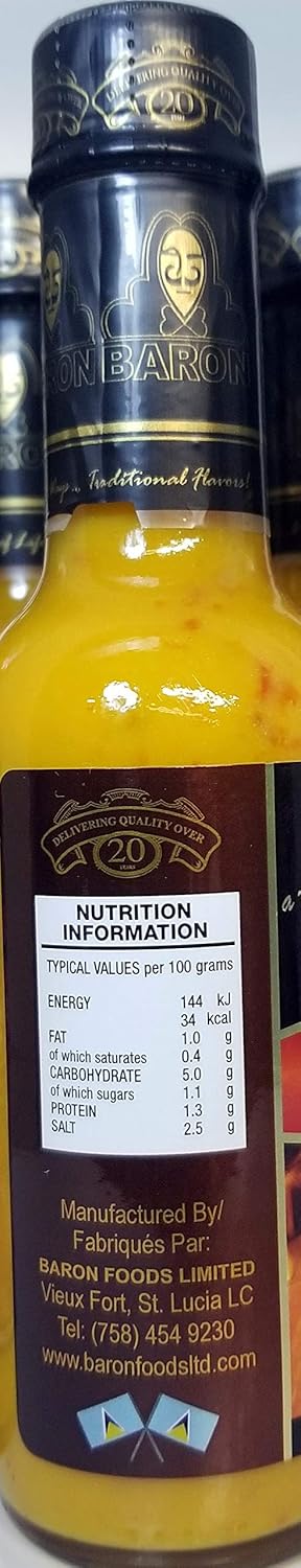 Baron West Indian Mustard Based Hot Sauce - 5.5 oz each (6)