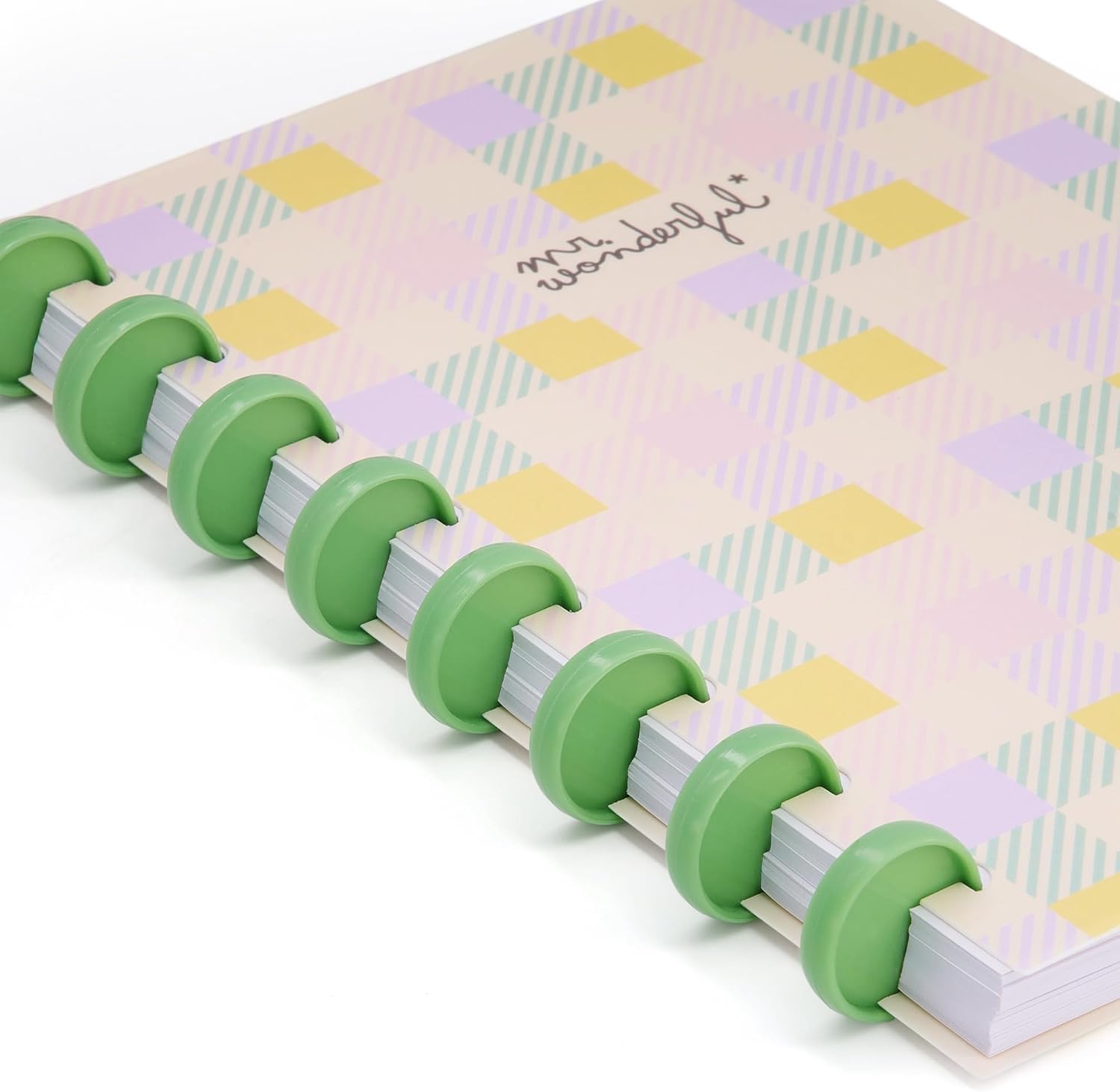 Mr. Wonderful A5 Notebook - Yellow/Green/Purple Squared - With Plastic Envelope with Beautiful Print - With 160 Lined Pages