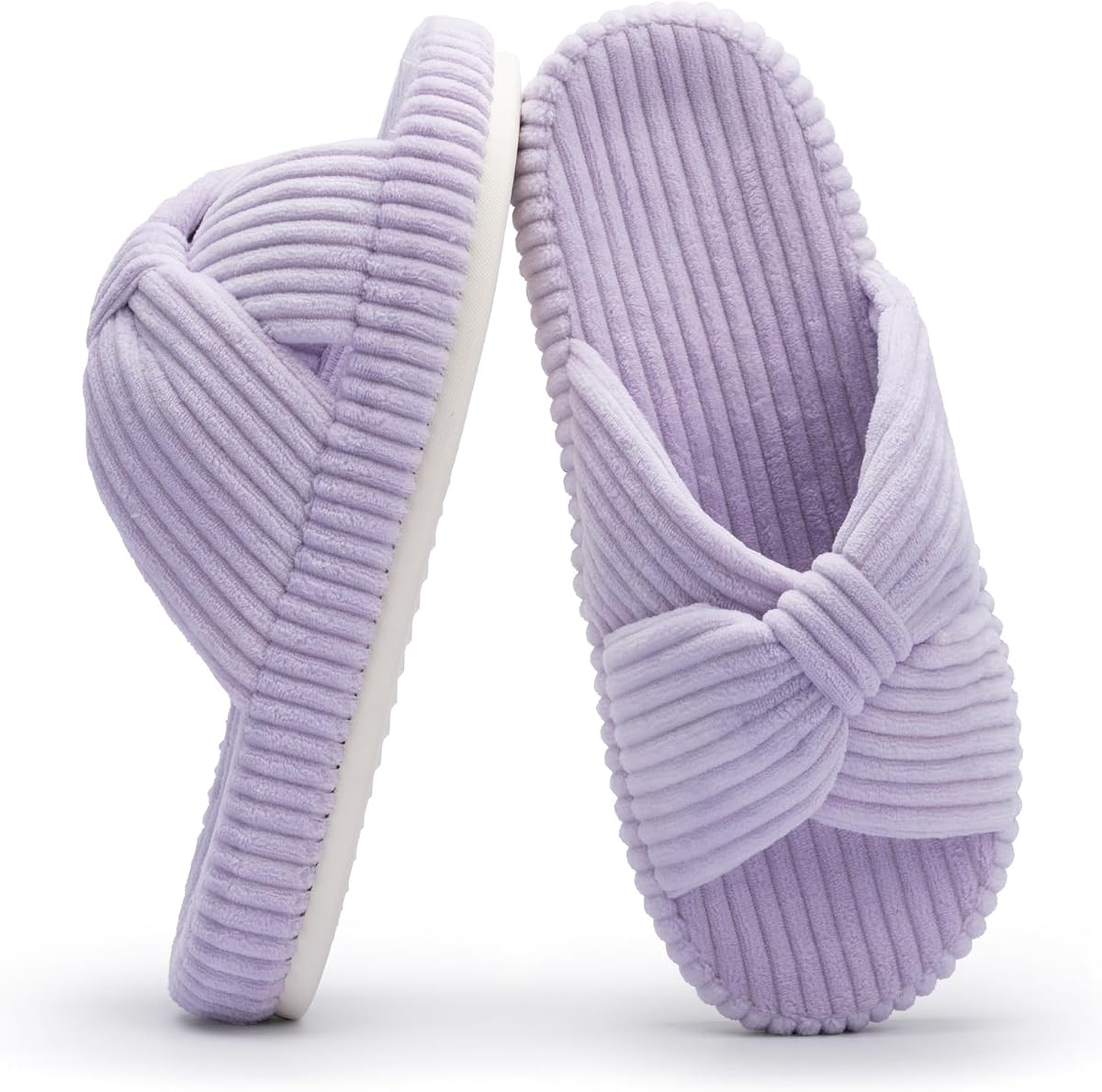 Zapatillas para mujer de espuma viscoelástica, casa, dormitorio, pana con lazo, bandas cruzadas, zapatos cómodos y modernos, zapatillas de regalo